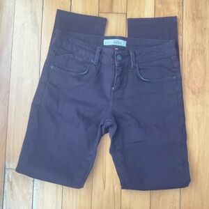 Topshop Moto Baxter Burgundy Stretch straight leg jeans